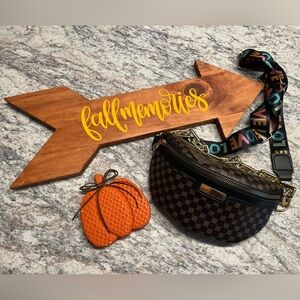 Fall Memories, Pumpkin and Brown and Black Patterned Crossbody Bag Bundle NWOT